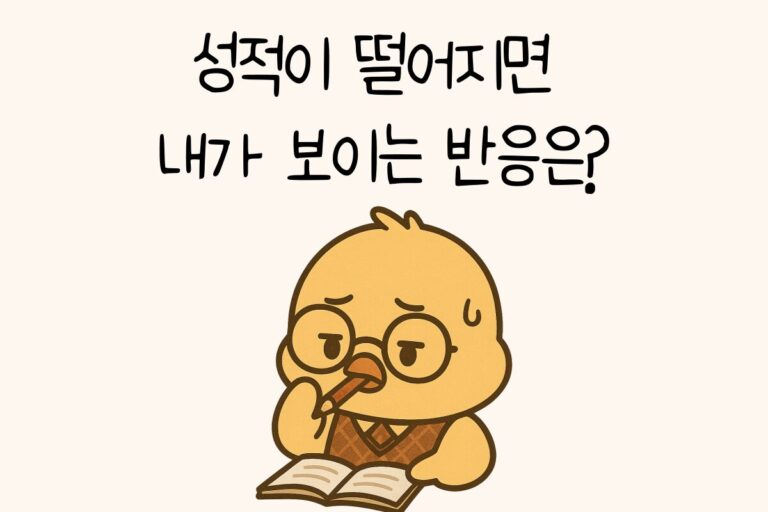 성적이 떨어지면 내가 보이는 반응은?